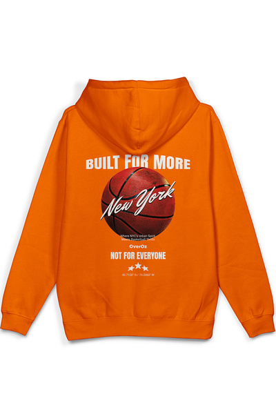 Overoz سويت شيرت كرة السلة نيويورك ريت مطبوع بغطاء رأس هودي برتقالي نصف كبير ...