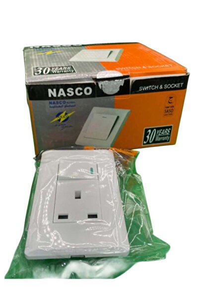 nasco مقبس كهربائي بمفتاح 2*4 أبيض