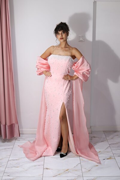 Angy Fashion “Pearl Princess” Dress – elegant pink dress with pearls and a de...