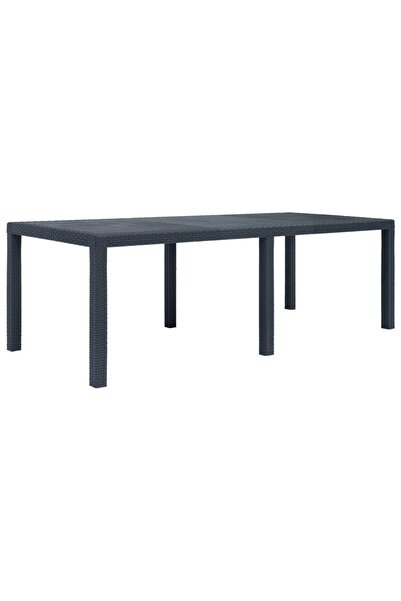 Concept Τραπέζι κήπου, ανθρακί, 220x90x72 cm, πλαστικό, όψη ρατάν