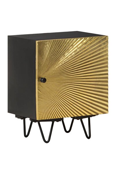 Concept Noptieră cu front alamă, 40x30x50 cm, lemn masiv de mango