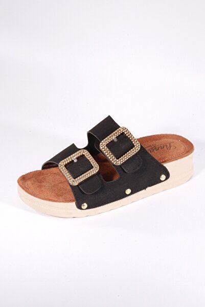 ZYVANA Cheri Seri Women's Black Double Buckled Daily Slipper – Comfortable So...