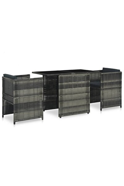Concept Set mobilier de bistro cu perne, 3 piese, gri, poliratan