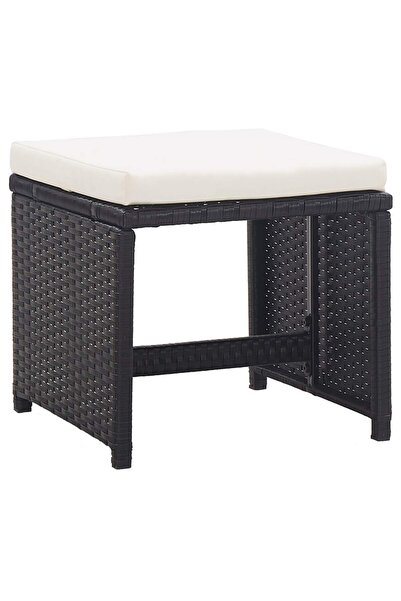 Concept Taburete de grădină cu perne, 2 buc., negru, poliratan