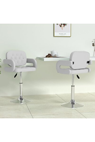 Concept Scaune de bucătărie pivotante, 2 buc., alb, piele ecologică