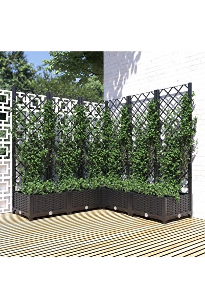 Concept Jardinieră de grădină cu spalier, negru, 120x120x121,5 cm, PP