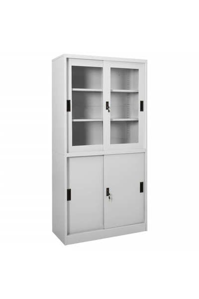 Concept Ντουλάπι γραφείου με συρόμενη πόρτα, ανοιχτό γκρι, 90x40x180 cm, ατσάλι