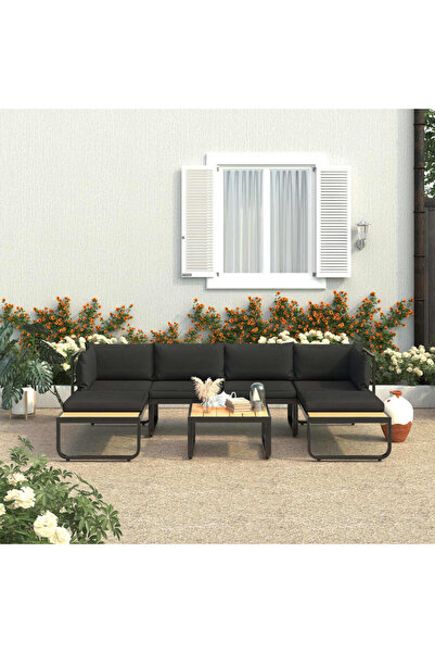 Concept Σετ γωνιακού καναπέ κήπου με μαξιλάρια, 4 τεμάχια, αλουμίνιο, WPC
