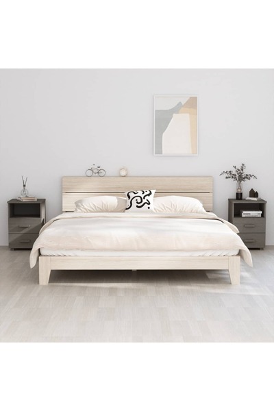 Concept Noptiere, 2 buc., gri deschis, 40x35x62 cm, lemn masiv de pin