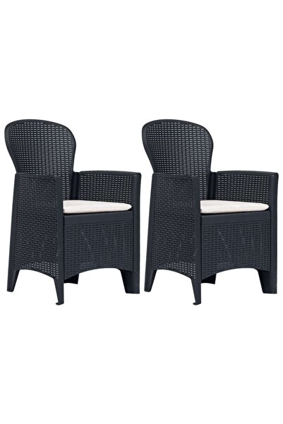 Concept Scaune de grădină cu perne 2 buc. antracit plastic aspect ratan