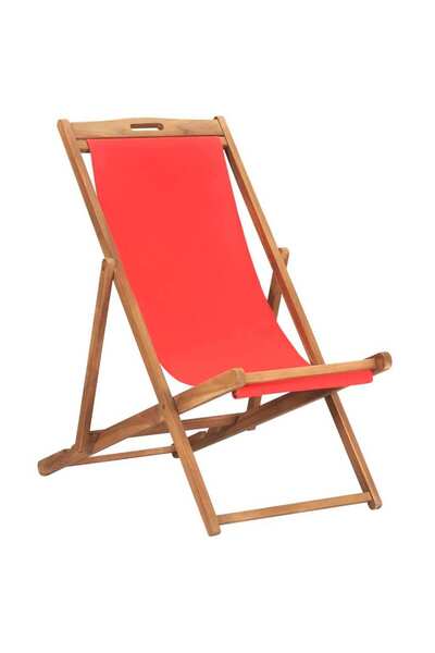 Concept Πτυσσόμενη καρέκλα θαλάσσης, κόκκινη, μασίφ ξύλο τικ