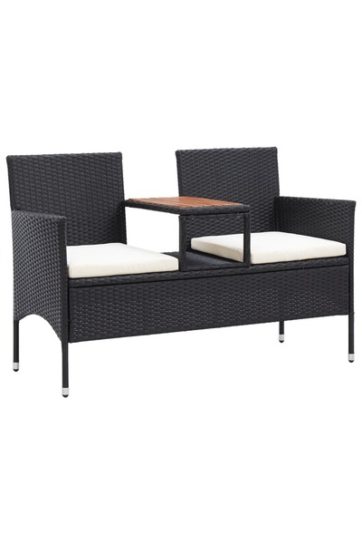 Concept Παγκάκι κήπου με τραπέζι, 2 θέσεις, μαύρο, 143 cm, πολυρατάν