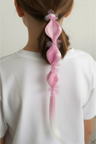 shop Elastic de păr cu detalii florale de culoare roz