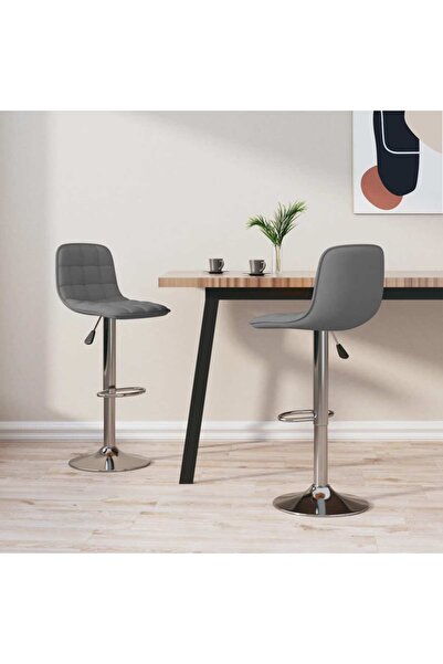 Concept Scaune de bar, 2 buc., gri deschis, material textil