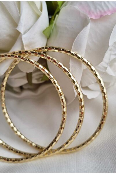 İNİTİUM Premium Paslanmaz Kararmaz Solmaz Çelik 3'lü Desenli Aynalı 14K Altın...