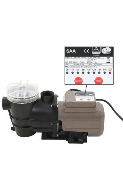 Concept Αντλία πισίνας με χρονοδιακόπτη, μαύρη, 0,25 HP, 8000 L/h