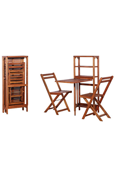 Concept Set mobilier bistro pliabil, 3 piese, lemn masiv de acacia