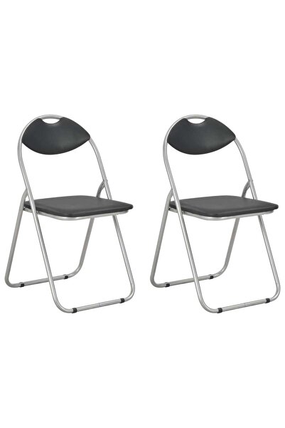 Concept Scaune de bucătărie pliabile, 2 buc., negru, piele ecologică