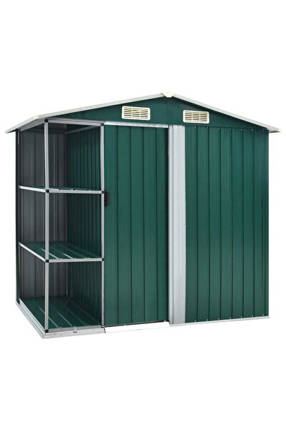 Concept Αποθήκη κήπου με ράφια, πράσινο, 205 x 130 x 183 cm, σιδερένιο