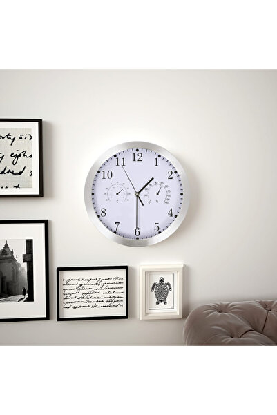 Concept Ceas perete, mecanism cuarț, higrometru/termometru, alb, 30 cm