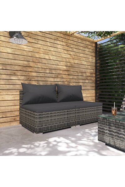 Concept Σετ επίπλων κήπου με μαξιλάρια, 2 τεμάχια, γκρι, πολυεστέρας ρατάν