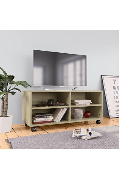 Concept Comodă TV cu rotile, stejar Sonoma, 90x35x35, PAL