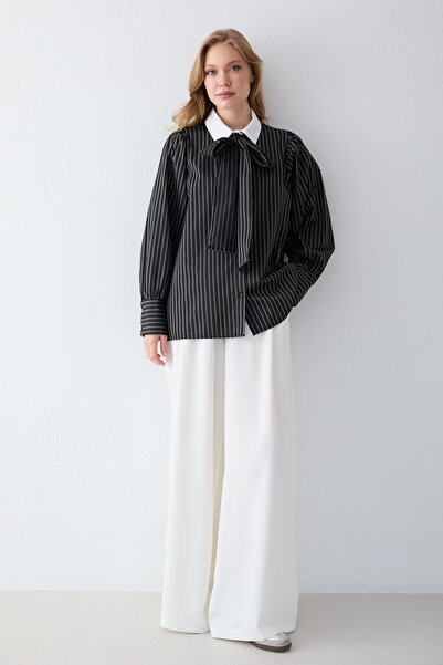 Melike Tatar Поплинена риза с шарени ленти 32-2759