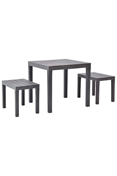 Concept Masă de grădină cu 2 bănci, maro, plastic