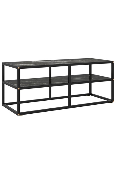 Concept Comodă TV, negru, 100 x 40 x 40 cm, sticlă de marmură neagră