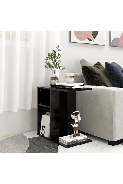 Concept Βοηθητικό τραπεζάκι, μαύρο, 50x30x50 cm, μοριοσανίδα