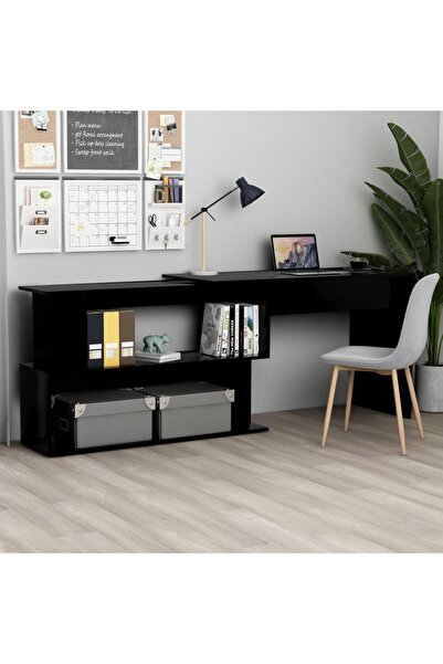 Concept Γωνιακό γραφείο, μαύρο, 200 x 50 x 76 cm, μοριοσανίδα