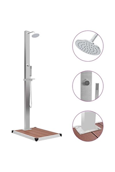 Concept Ντους κήπου με Σόλα πλατφόρμας, WPC και ανοξείδωτο ατσάλι