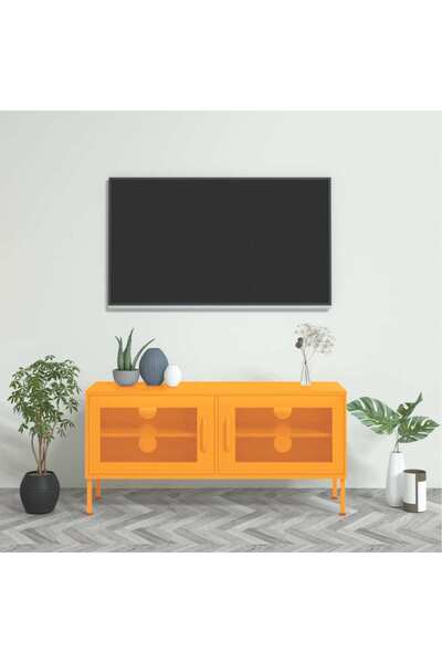 Concept Comodă TV, galben muștar, 105x35x50 cm, oțel