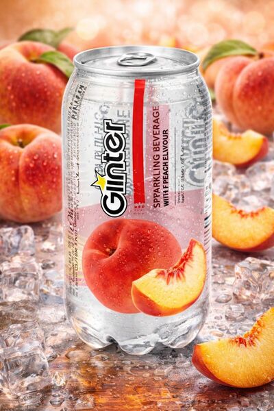 Glinter Şeftali Aromalı Gazlı İçecek 350 ml - Ferahlatıcı Meyve Lezzeti