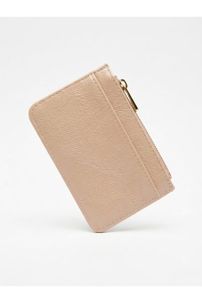 Lilivo Bags Shiny Faux Leather Card Holder Wallet -Beige