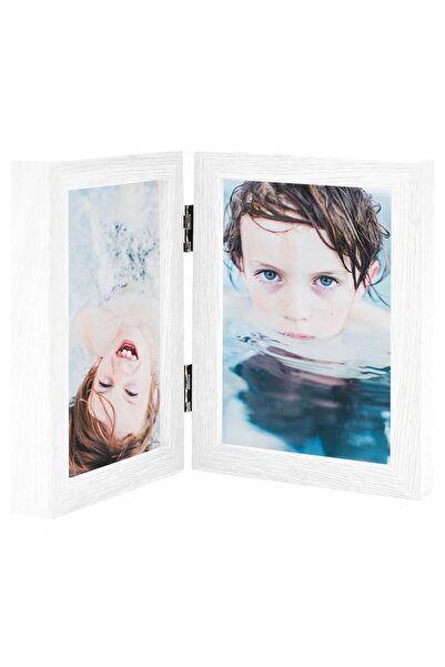 Concept Διπλό κορνίζα φωτογραφιών, κολάζ, λευκή, 2x (13x18 εκ.)