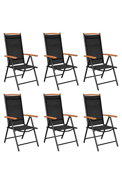 Concept Scaune de grădină pliante, 6 buc., negru, textilenă