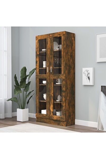 Concept Dulap vitrină stejar fumuriu 82,5x30,5x185,5 cm lemn prelucrat