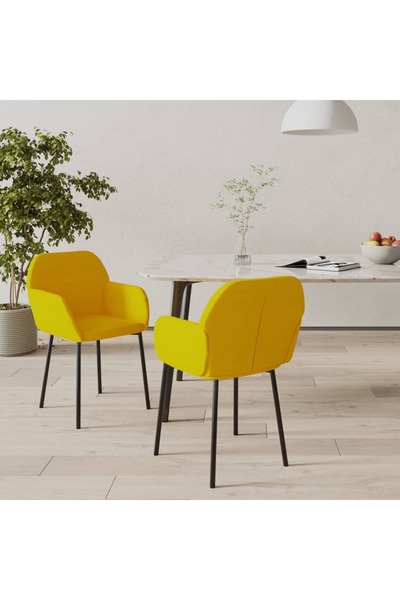 Concept Scaune de bucătărie pivotante, 2 buc., galben, catifea