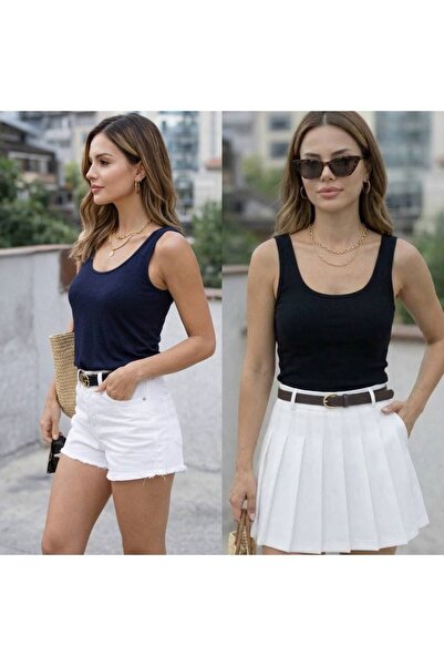 By Kuzey Aras Women's Modal Fabric Basic Athlete U-Neck Stretchy Body-Fitting...