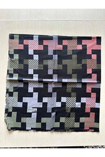 Bonjela Geometric Patterned Women's Scarf – Modern Stylish Soft-Textured Dail...