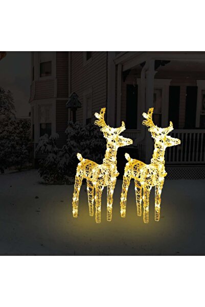 Concept Χριστουγεννιάτικος τάρανδος, 2 τεμ., ζεστό λευκό, 80 LED, Ακρυλικό