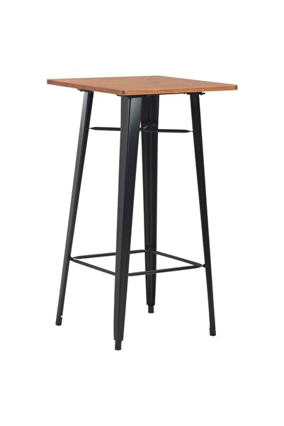 Concept Τραπέζι μπαρ, μαύρο, 60x60x108 cm, ατσάλι και μασίφ ξύλο πεύκου
