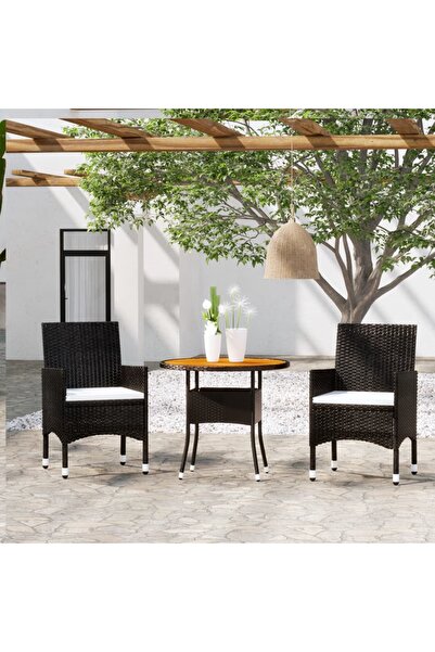 Concept Set de mobilier pentru grădină, 3 piese, negru, poliratan