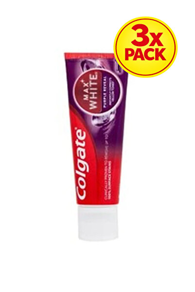 Colgate Pastă de dinți Max White Purple Reveal, pachet de 3 bucăți, 75 ml