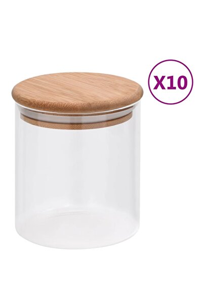 Concept Borcane din sticlă depozitare, capac de bambus, 10 buc., 600 ml