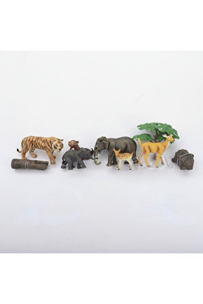 TUFY TOYS VAHŞİ HAYVANLAR OYUN SETİ-KAPLAN,FİL,GEYİK VE YAVRULARI-ZENGİN FİGÜ...