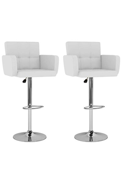 Concept Scaune de bar, 2 buc., alb, piele ecologică