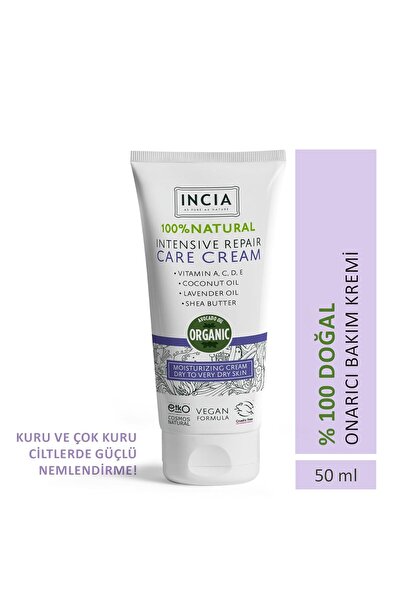 Incia %100 Doğal Onarıcı Bakım Kremi Yoğun Nemlendirici Cilt Bakım Lavanta Avokado Shea Vegan 50 ml