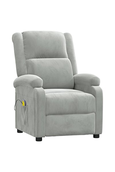 Concept Ανακλινόμενη πολυθρόνα μασάζ, ανοιχτό γκρι, Βελούδο